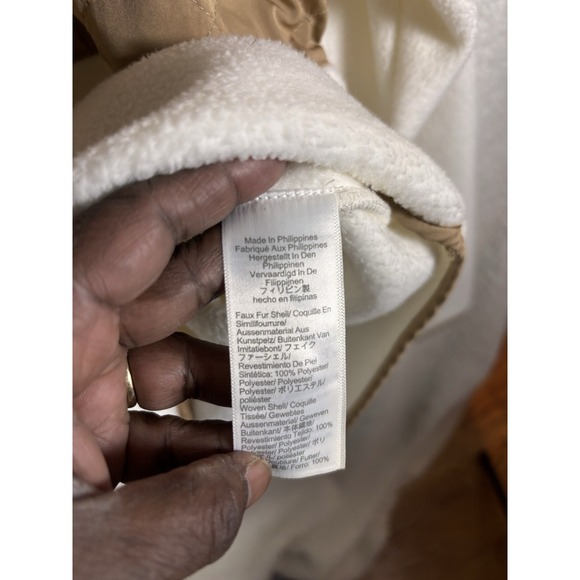 J.CREW Girls Quilted Fleece Snap Neck Pullover Top Cream Brown Small - Picture 11 of 13